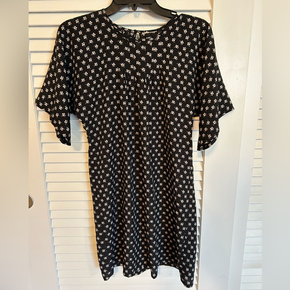 Vintage Black and White Floral Mini Dress